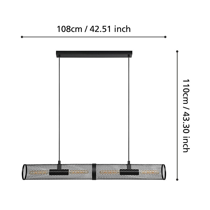 Suspension Redcliff E27 40W IP20 acier noir Eglo L.108 x l.12,5 cm