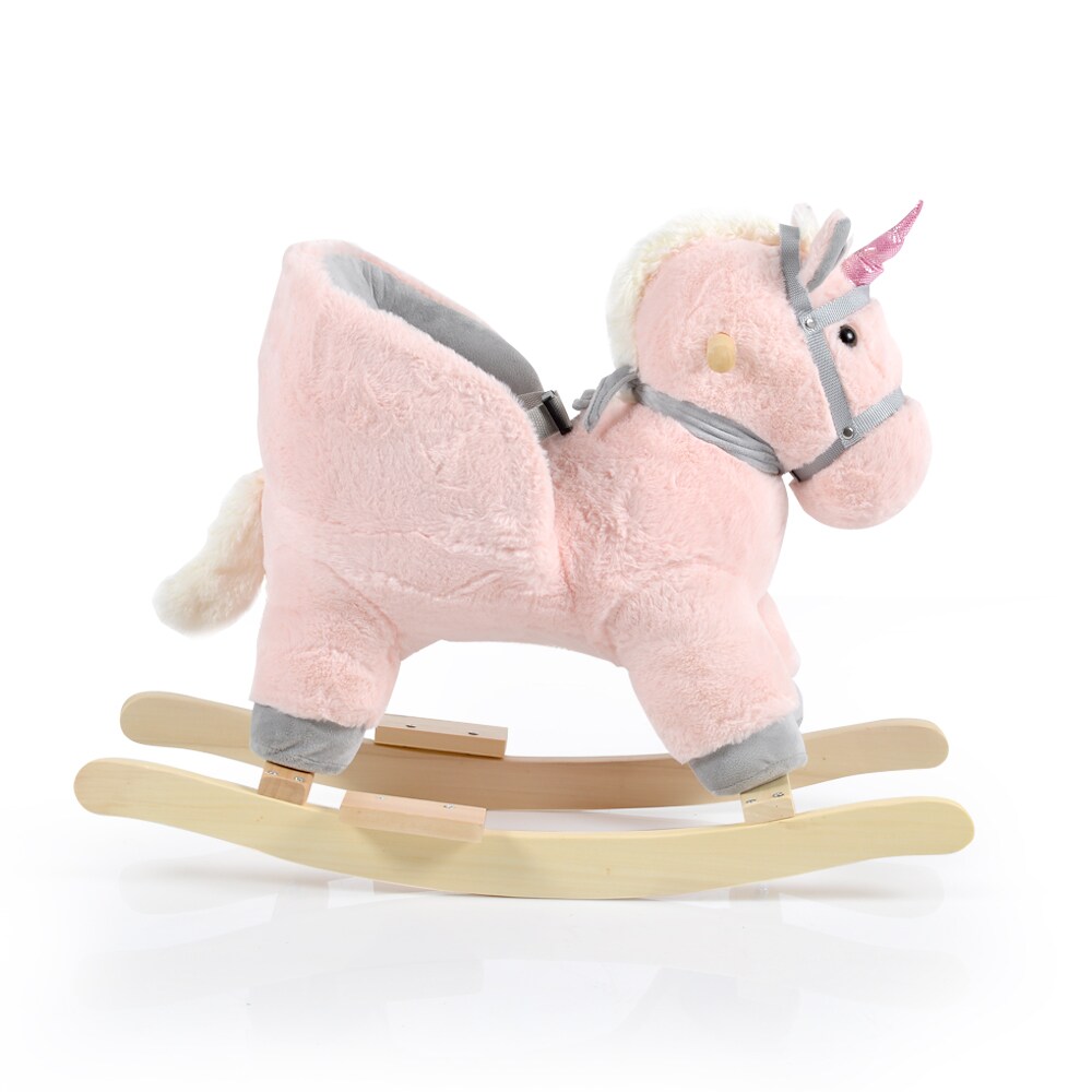 Moni Plüsch Schaukeltier Cookie WJ-6187, Schaukelpferd, Musikfunktion, bis 30 kg rosa