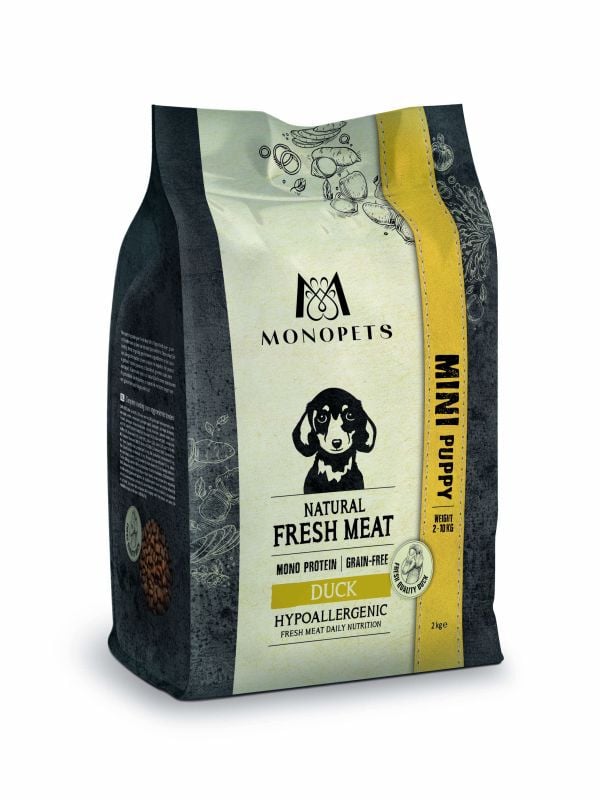 Monopets Mini Puppy Hypoallergeen Monoprotein - Hondenvoer - 2 Kilogram - eend