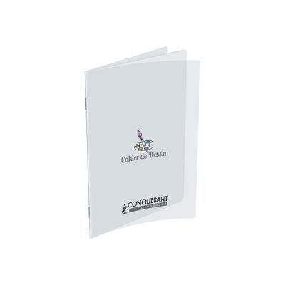 Conquérant Classique - Cahier de dessin polypro 24 x 32 cm - 48 pages blanches - transparent
