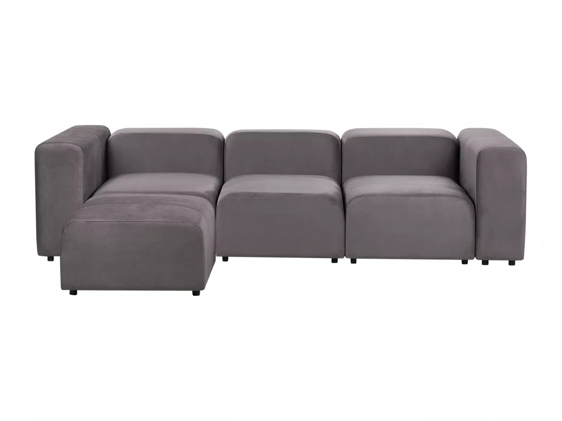 Canapé 3 places modulable avec ottoman en velours gris foncé FALSTERBO