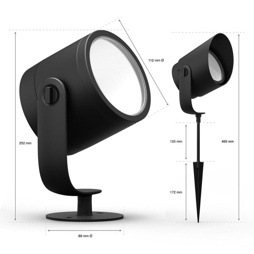 HAGESPOTLIGHT PHILIPS HUE LILY XL WACA UTENDØRS SVART