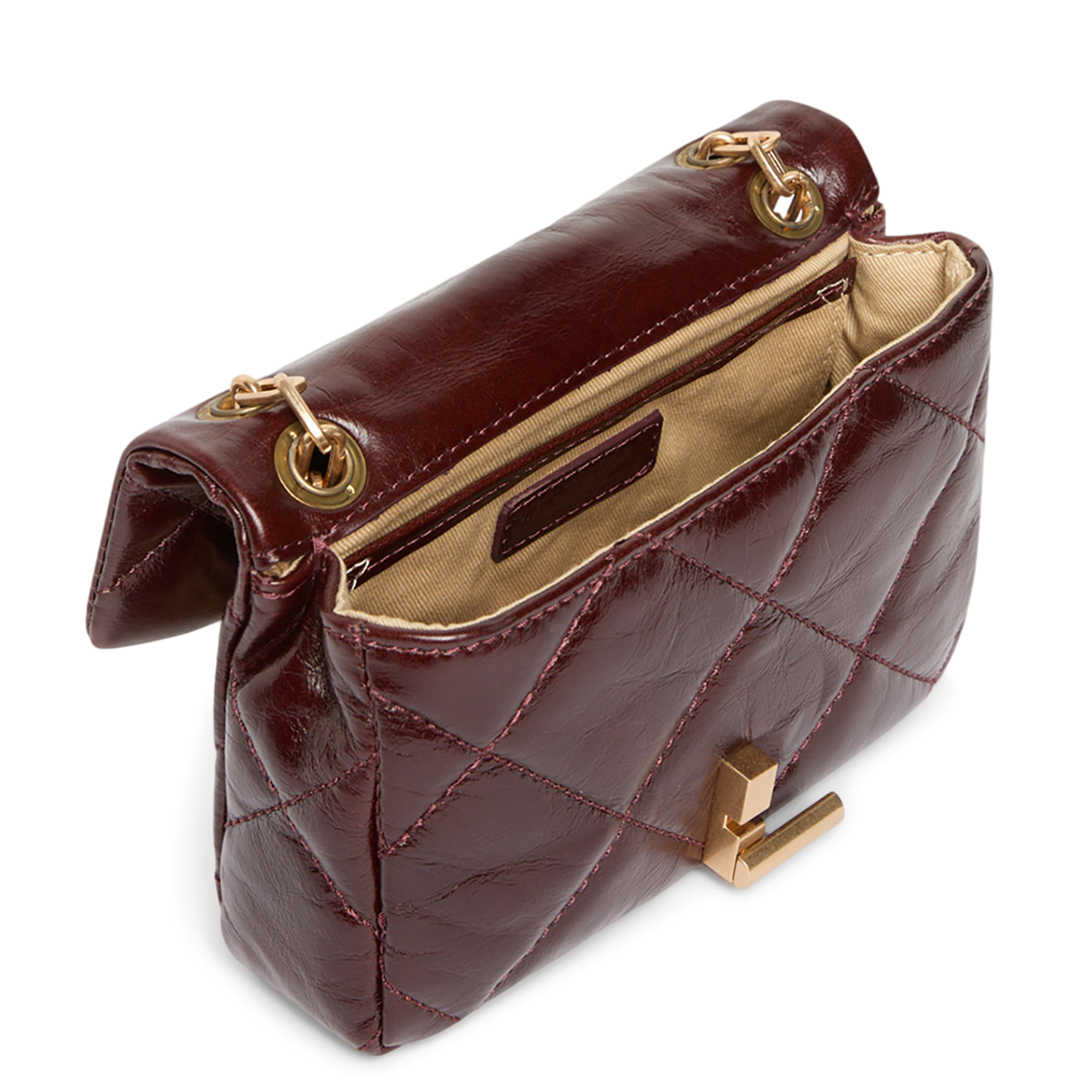 NANO MOON - Sac bandoulière matelassé en cuir | Marron