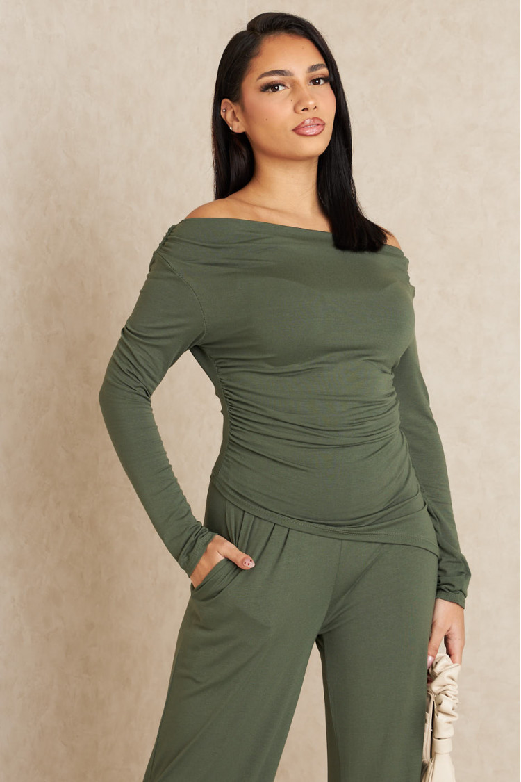 Ensemble 2 pièces top + pantalon kaki