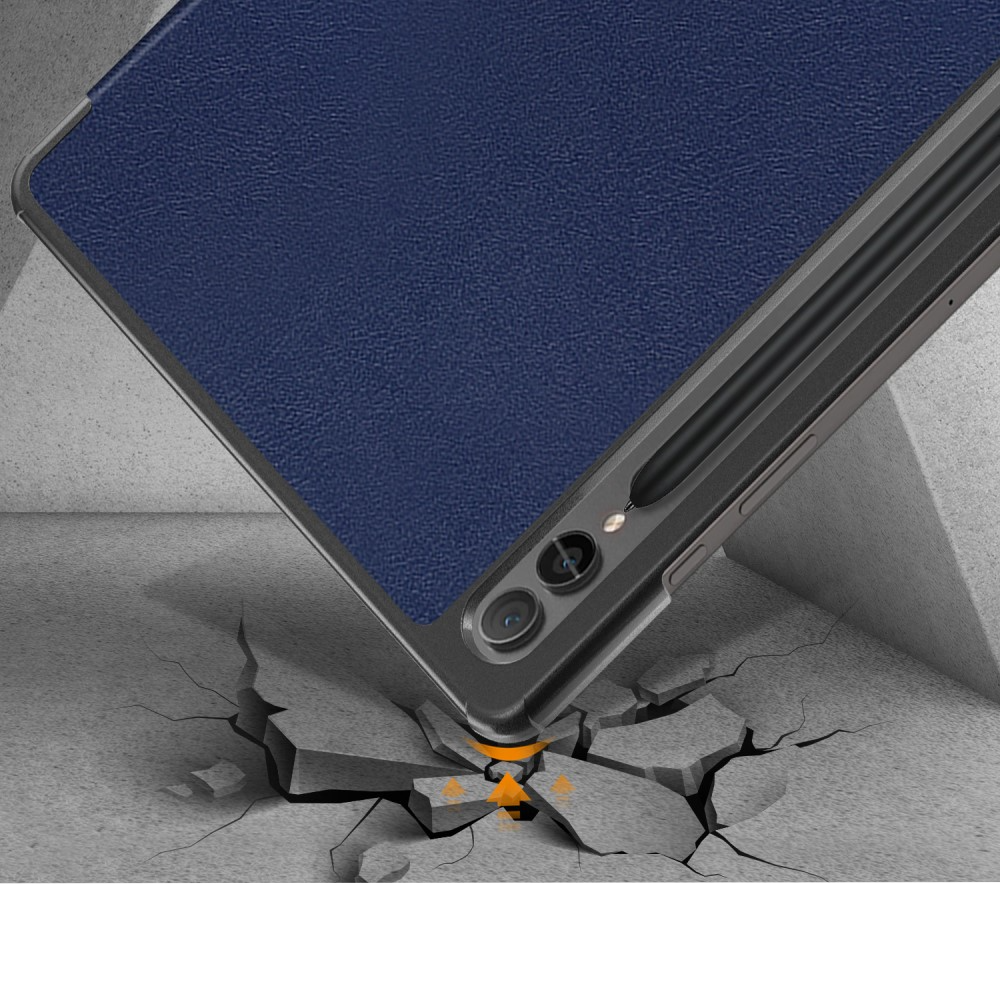 Samsung Galaxy Tab S9  Plus Leder Tasche Smart Cover Hülle Litchi Look   S-Pen Halterung - Blau