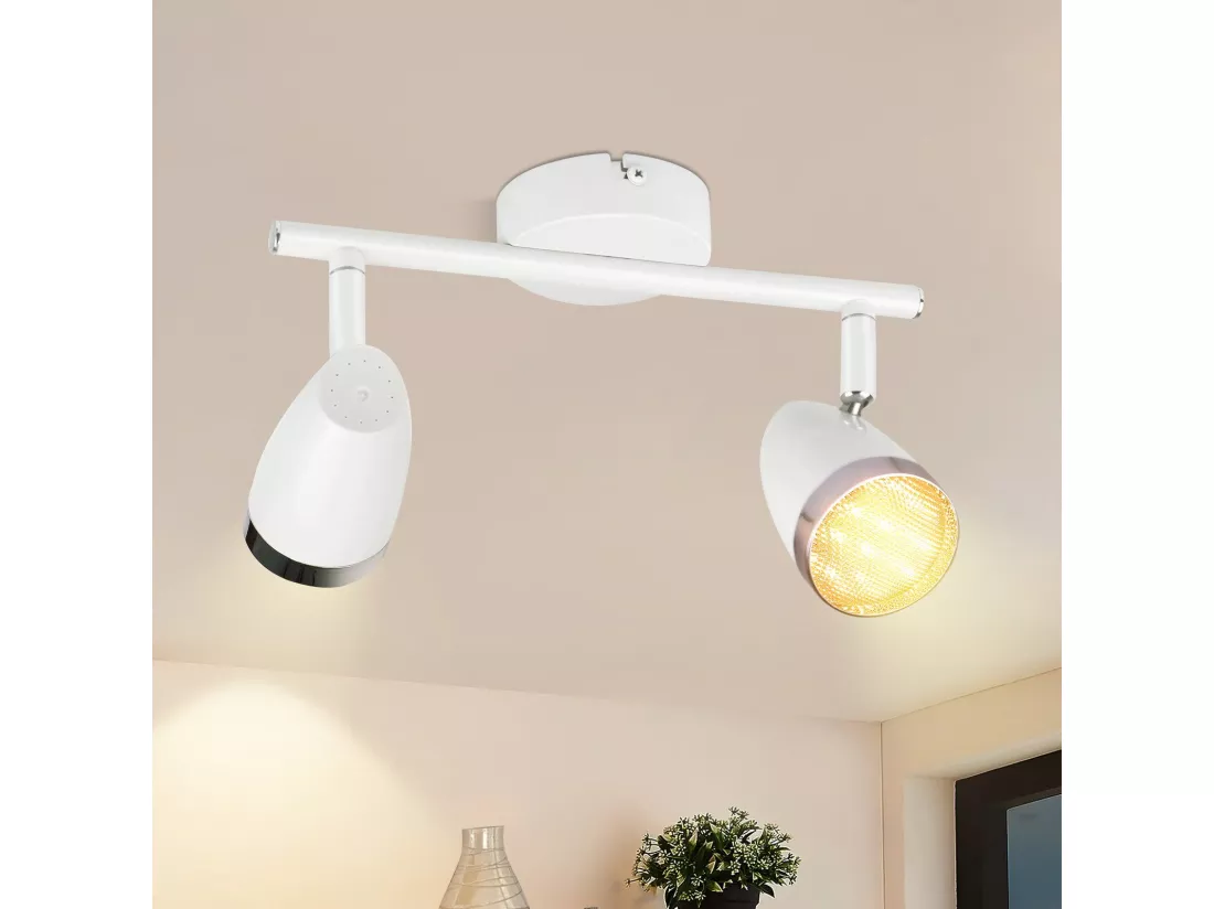 NETTLIFE Spot de plafond LED 2 ampoules moderne 4W blanc blanc chaud 3000K