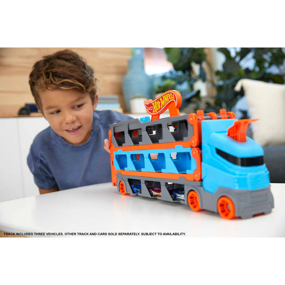 Hot Wheels City racebaanlanceerder + 3 auto's