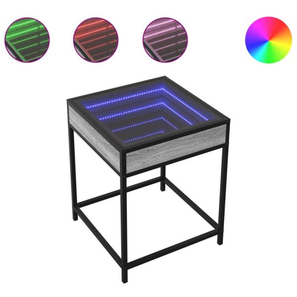 vidaXL Mesa de Cabeceira com led Infinity 40x40x51 cm Cinzento Sonoma - 1997706327