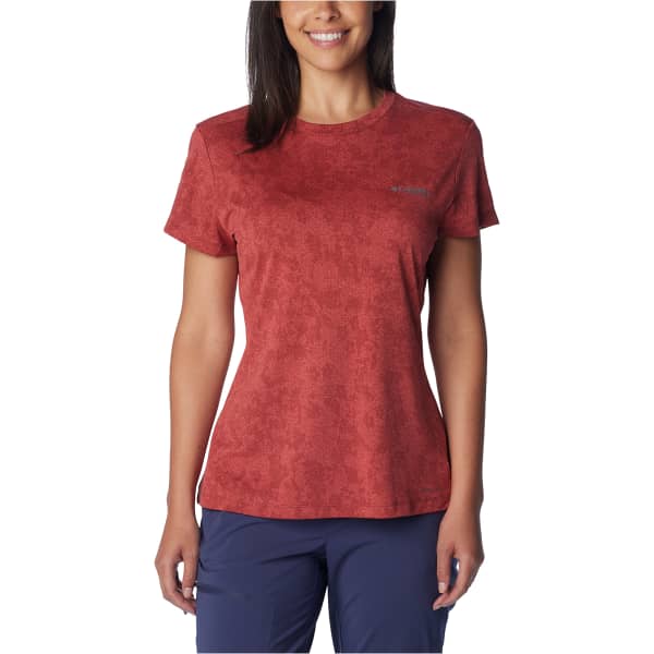 T-shirt randonnée COLUMBIA W BLUEBIRD CANYON SHORT SLEEVE CREW JUICY POPFLORID JAQUARD