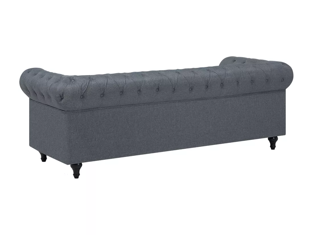 Canapé d'Angle à droite en Tissu Gris Housse Amovible Assise Large Chesterfield