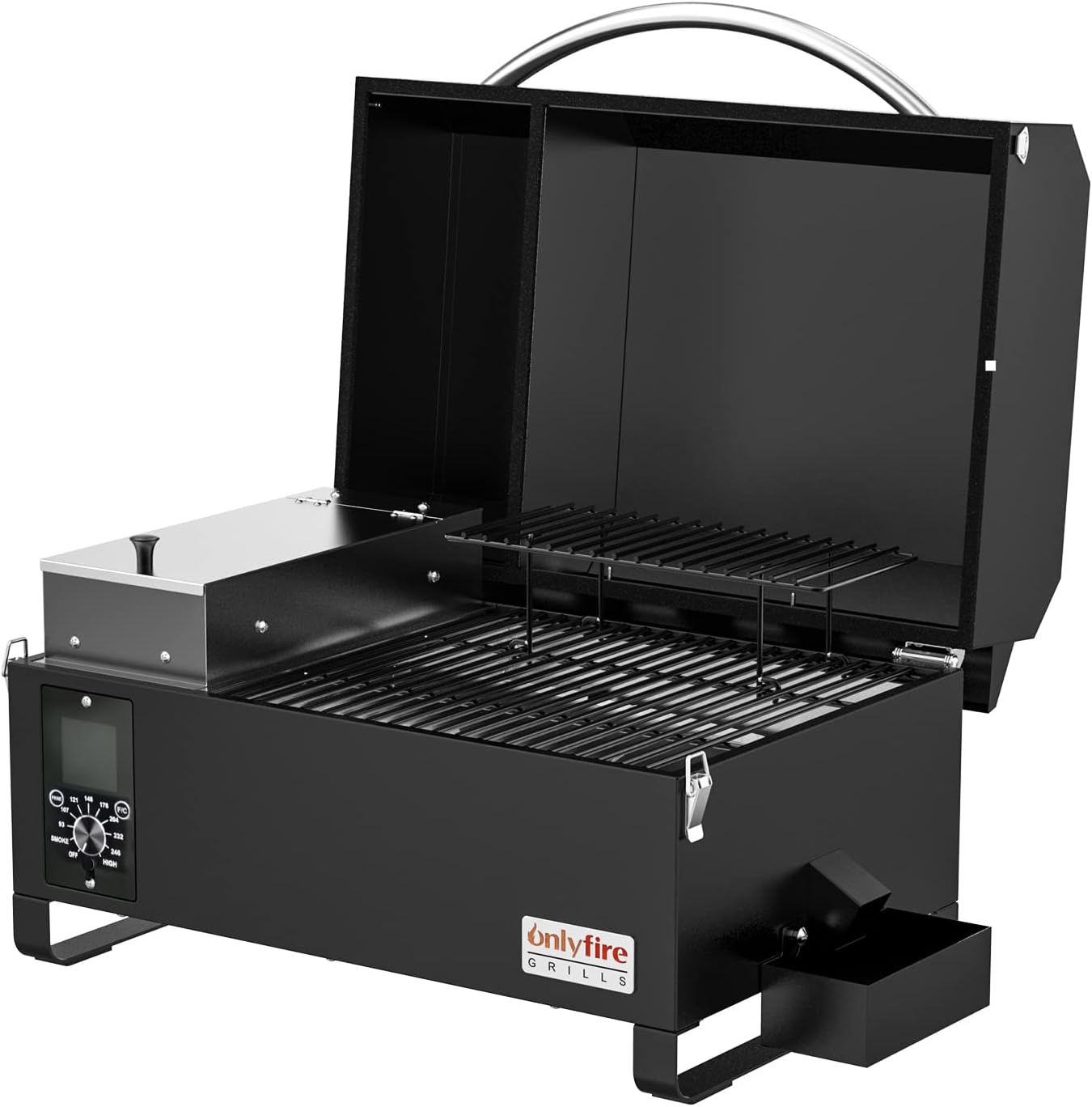 onlyfire Pelletsmoker Räuchergrill, 8-in-1-Multifunktion Holzpelletgrill & Smoker, Pellet Smoker Grill, Holzpelletgrill mit Automatischer Temperaturregelung, Schwarz