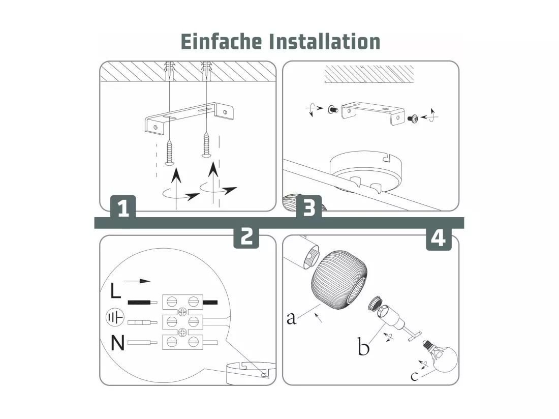 NETTLIFE Spot de plafond blanc E14 plafonnier 6 ampoules intérieur abat-jour en verre spot orientable
