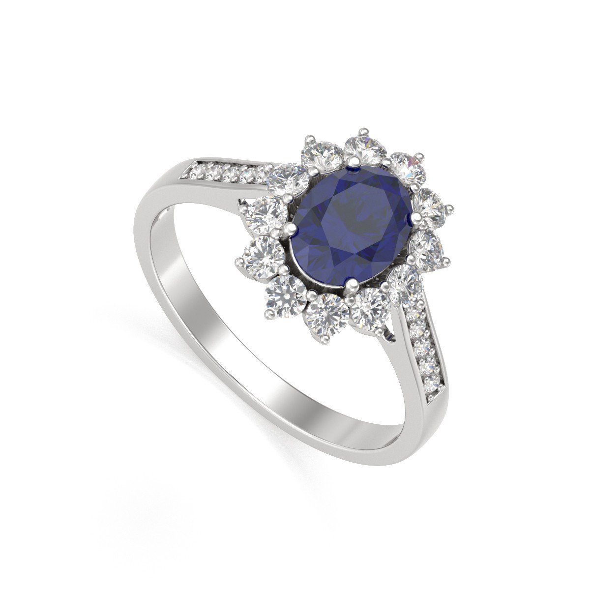 Bague ADEN Or 585 Blanc Saphir et diamants 2.92grs