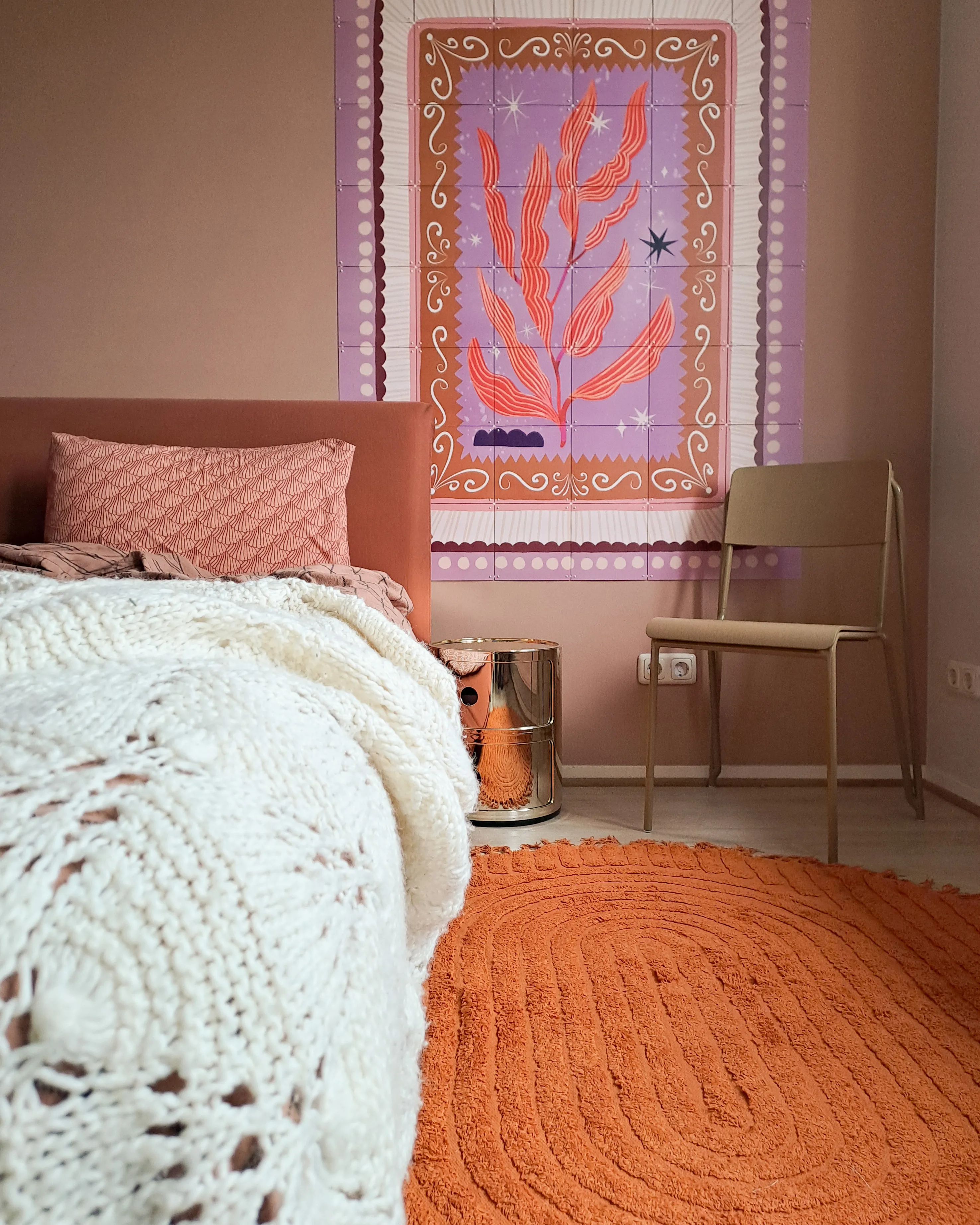 Vloerkleed HALFETI Oranje ø 140 cm Katoen