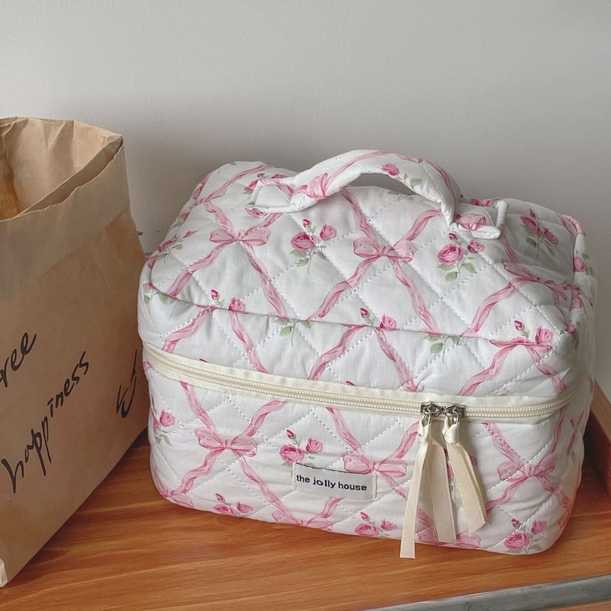 ZenlyHabit - Make-uptas / clutch / etui met bloemenstrik