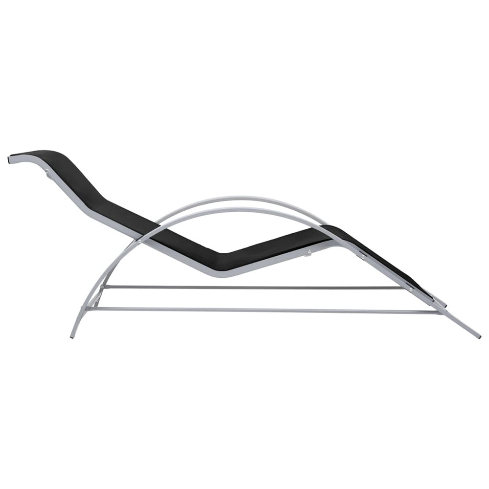 Transat chaise longue bain de soleil lit de jardin terrasse meuble d'extérieur textilène et aluminium noir