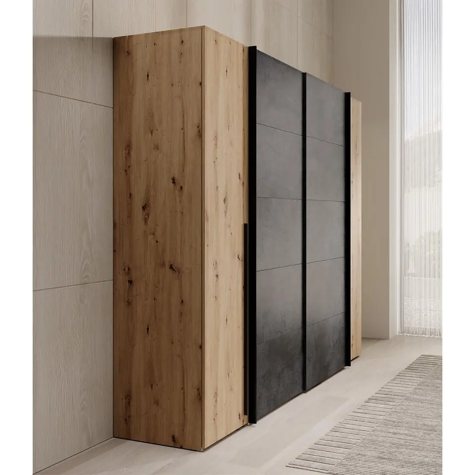 Meubella - Kledingkast Nassau - Eiken - Grijs - 270 cm