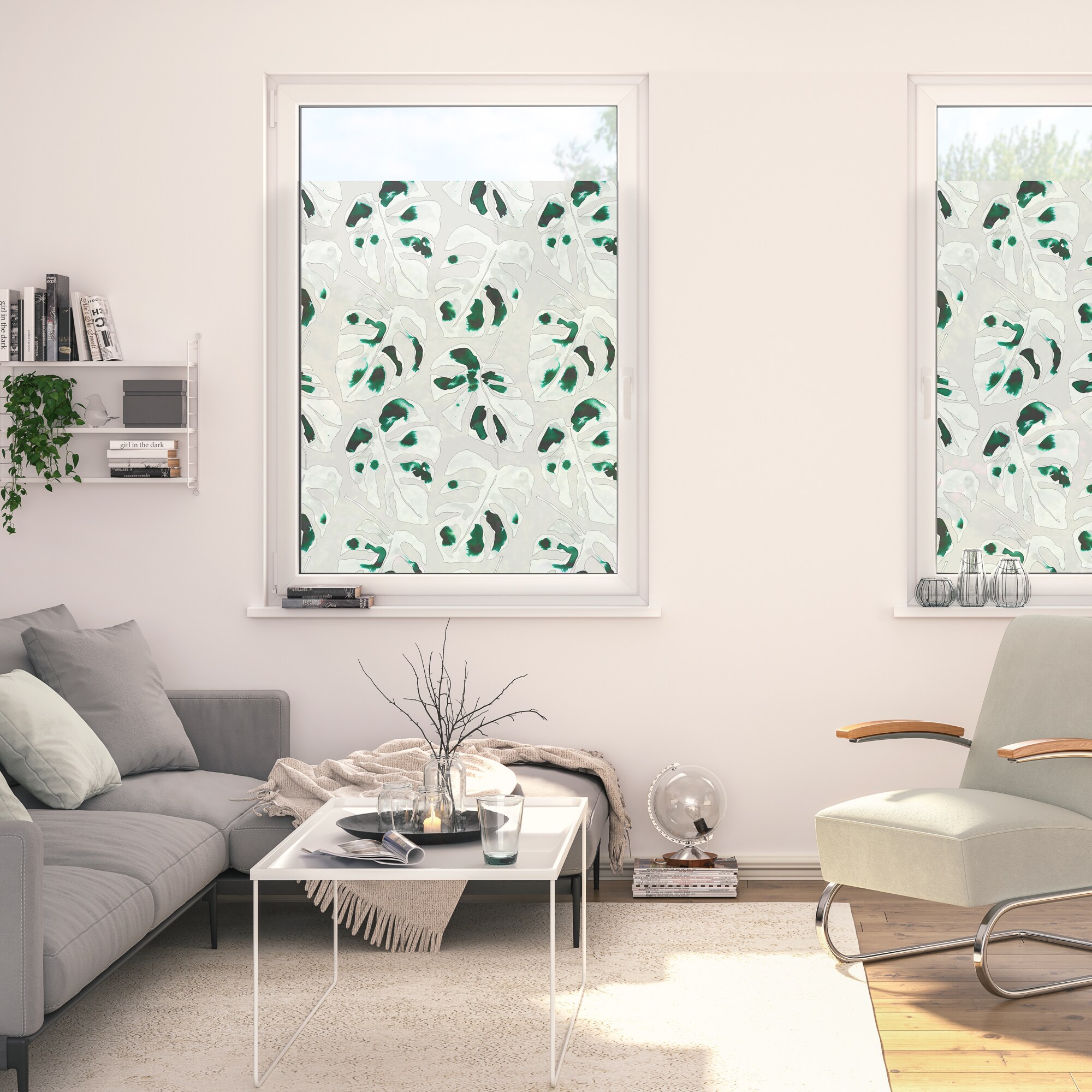 Lichtblick Fensterfolie selbstklebend, Sichtschutz, Monstera - Grün
