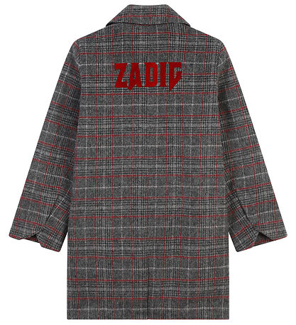 Zadig & Voltaire Frakke - Akryl/Uld - Gråternet m. R?d