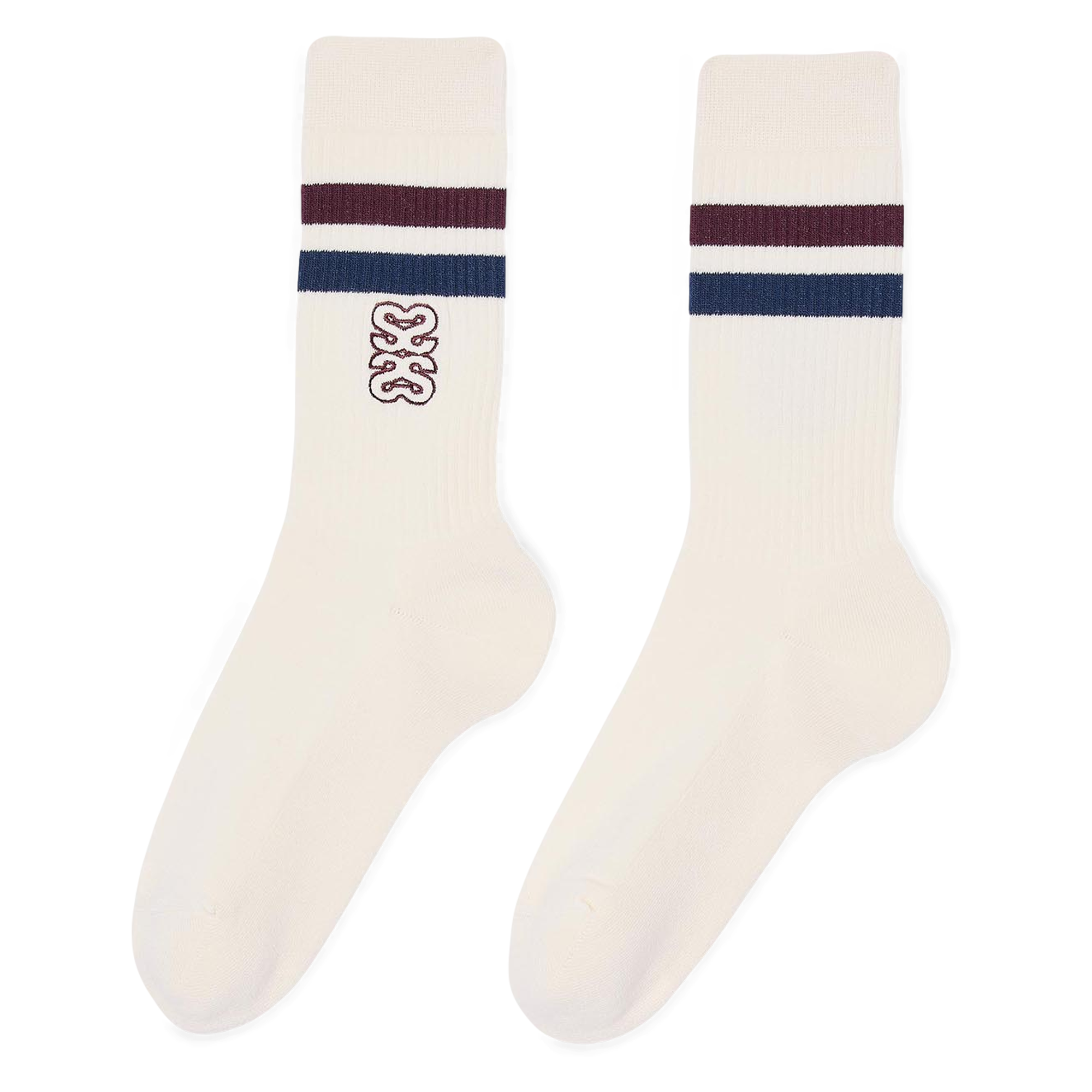 Chaussettes imprimées et brodées en coton mélangé | Blanc
