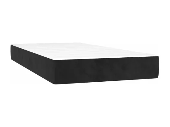 Sommier tapissier avec matelas et LED Noir 90x190 cm Velours