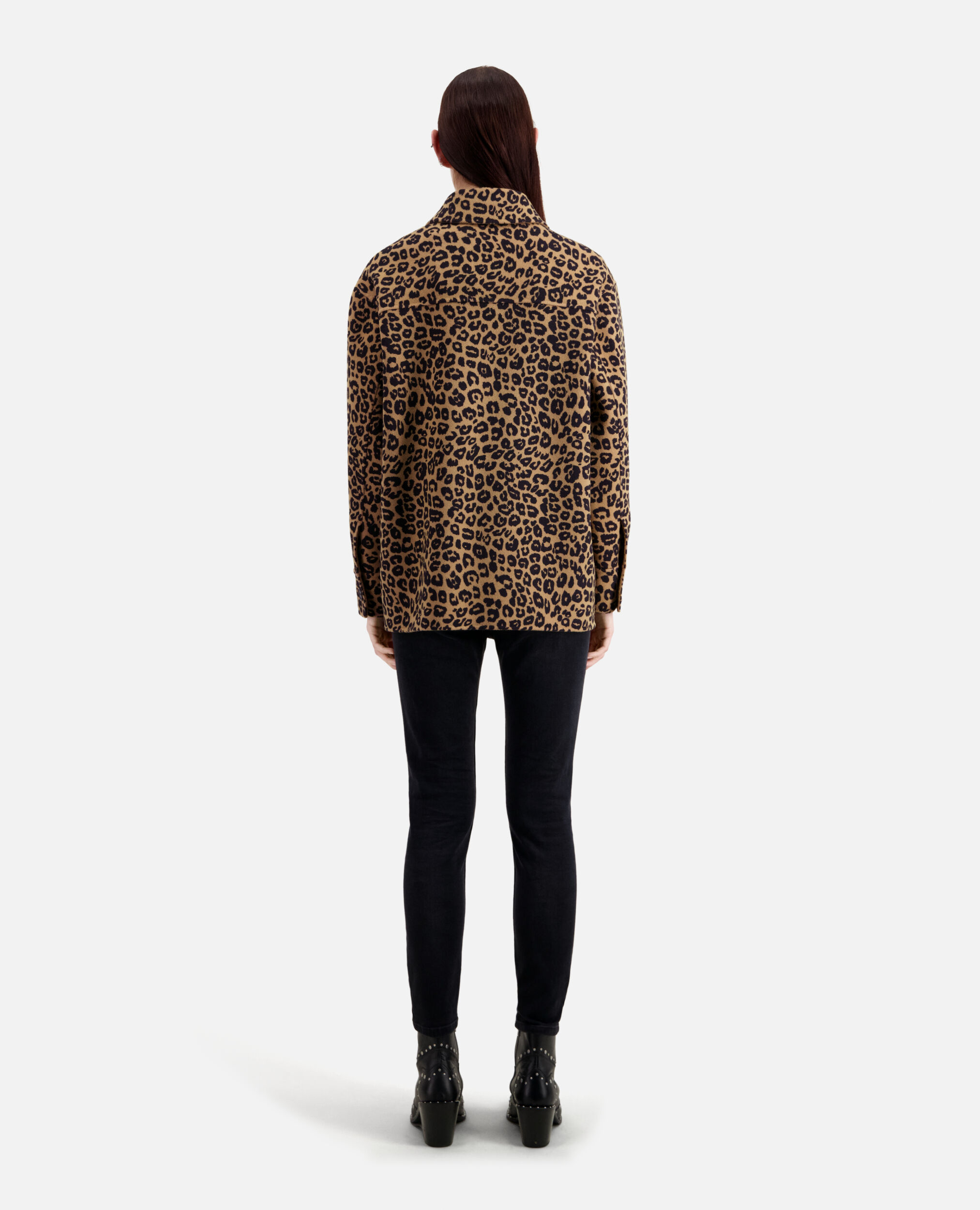 Leopard overshirt jacket in wool blend