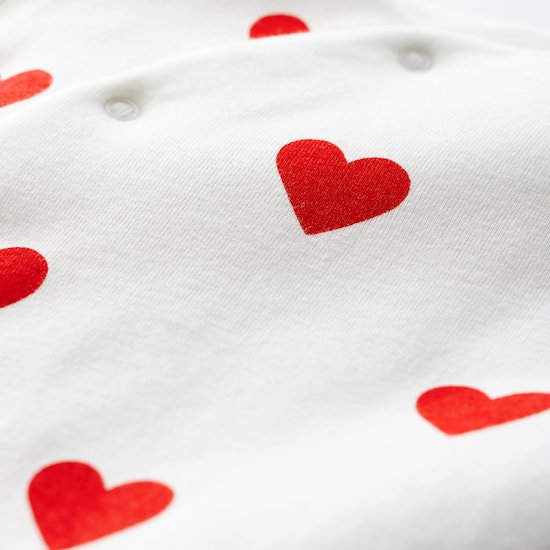 Dors-bien cœur rouge bébé en molleton en coton biologique   Blanc Marshmallow / rouge Terkuit        de               Petit Bateau