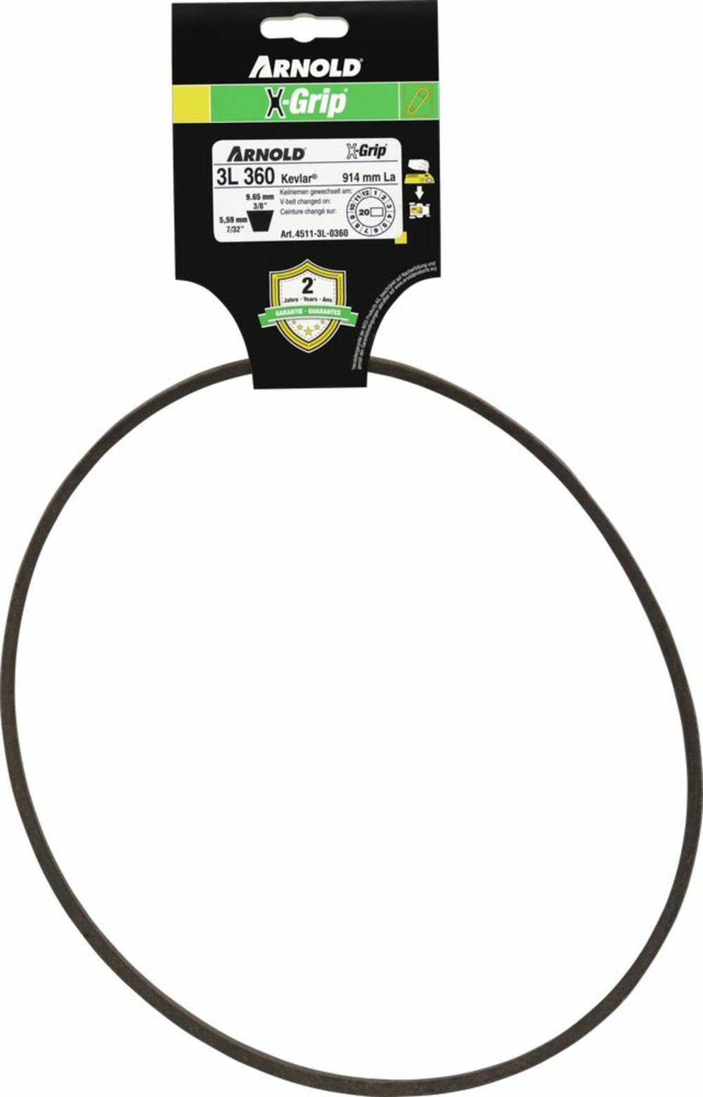 Courroie trapézoïdale x-grip v de type 3l360