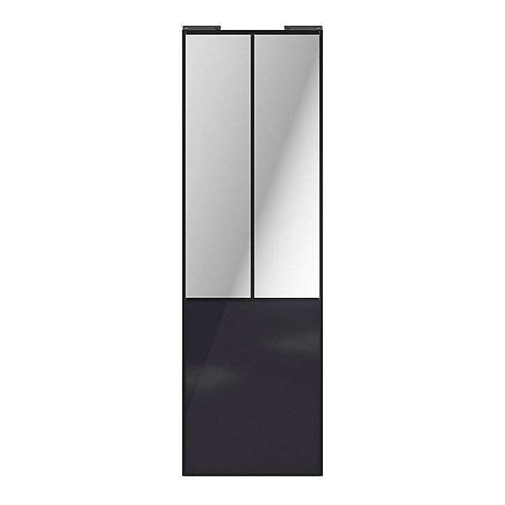 Porte de placard coulissante atelier noir profil noir GoodHome Arius H. 248,5 x L. 76.2 cm + amortisseurs