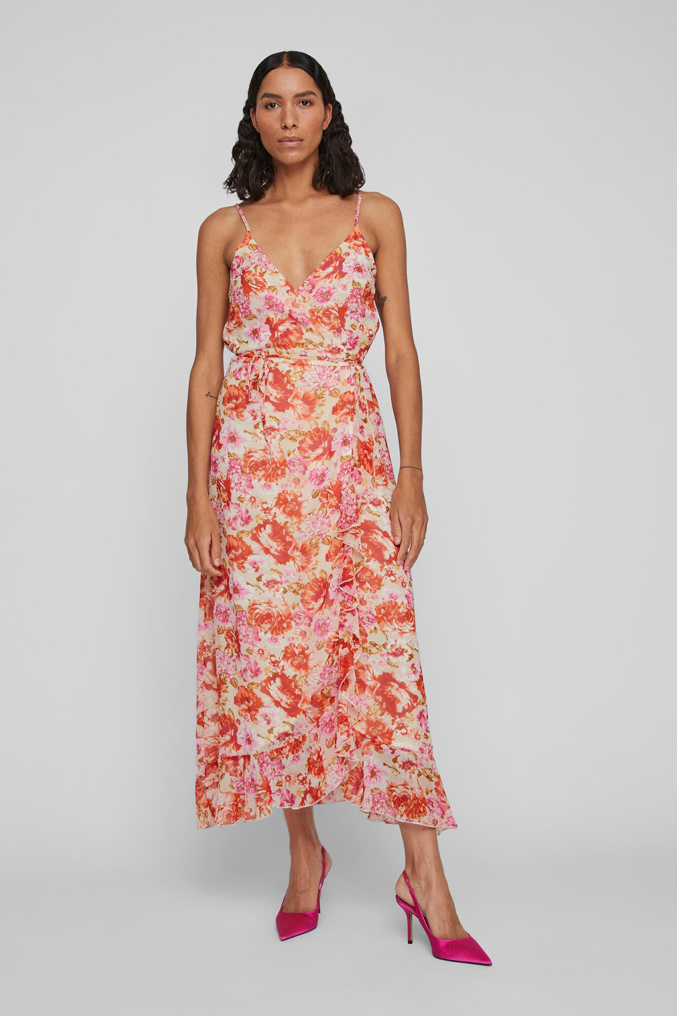 Vestido envelope com alças - Cinza