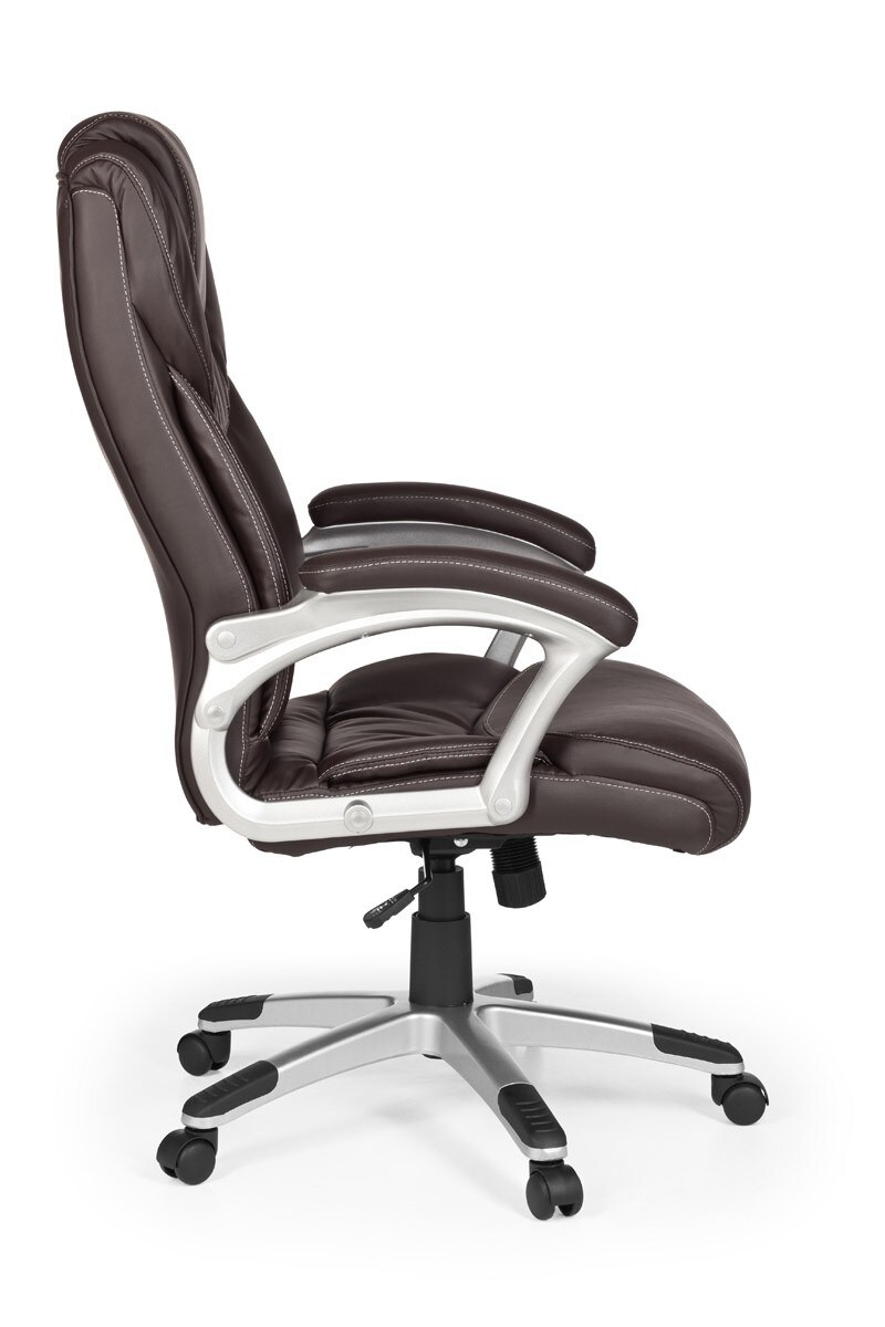 KADIMA DESIGN Großer Bürostuhl: Extra hohe Rückenlehne, Wippmechanik, Lendenwirbelstütze, Kunstleder, Braun.
