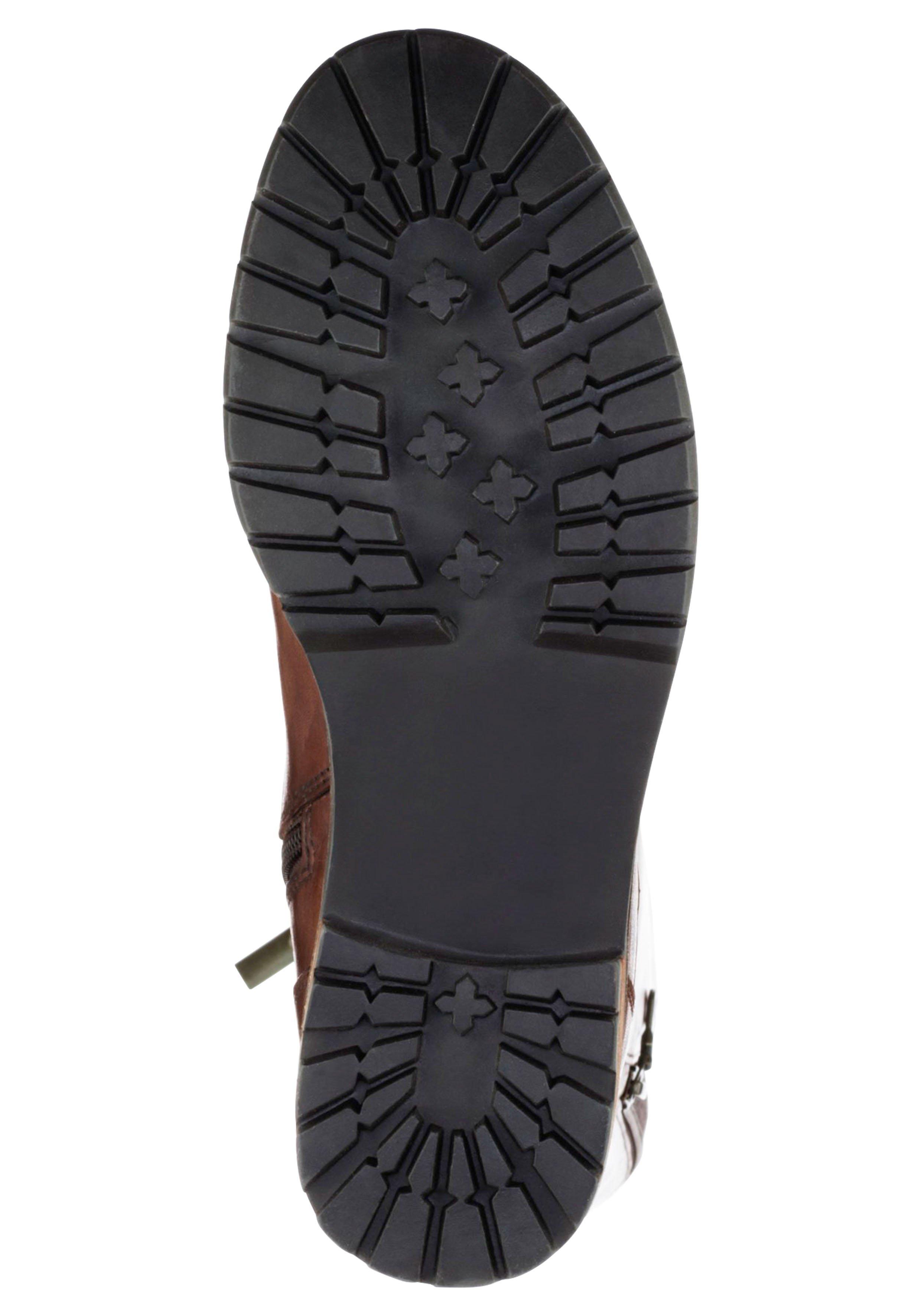 Weitschaftstiefel aus Leder mit Zierreißverschluss