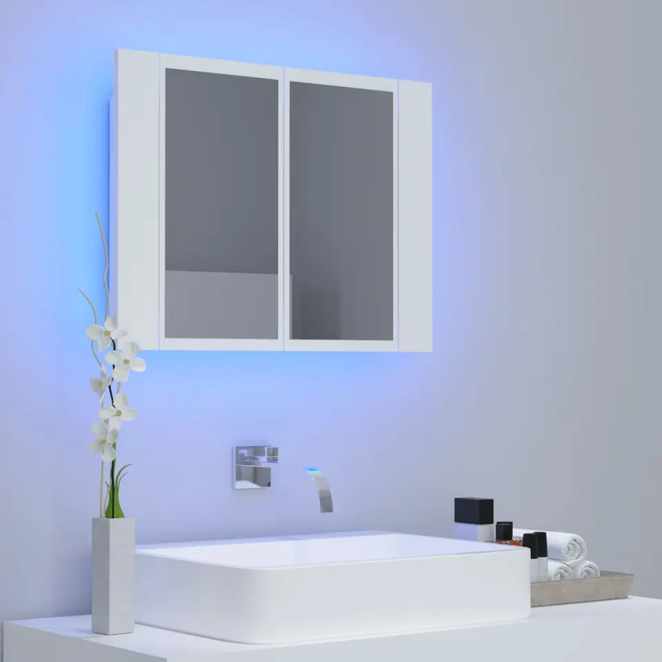 vidaXL - Led-spiegelkast - Wit - Bewerkt hout
