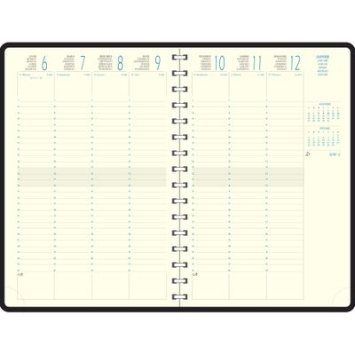 Exacompta Denim - Agenda 2025 - semainier - reliure à anneaux métalliques - 160 x 240 mm - papier ivoire - couverture grise