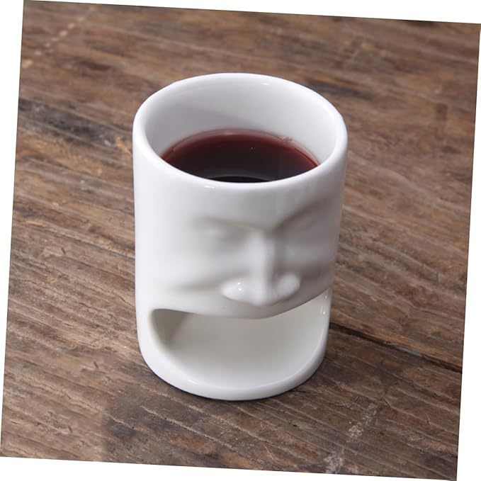 Keramik Kaffee Tasse Snack Halter Tee Cup Home Tasse mit Keks Fach / Gesicht - Weiss
