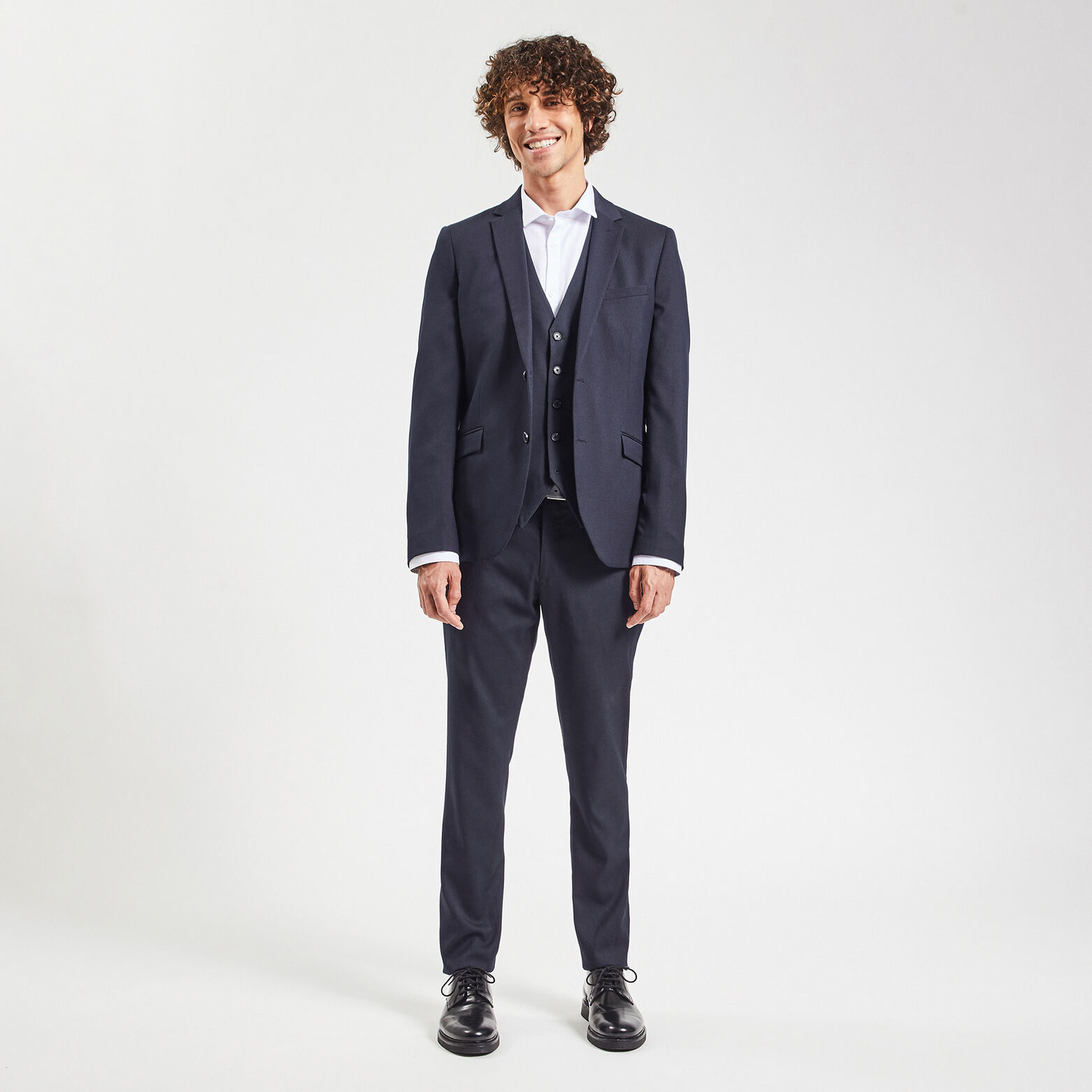 Gilet de costume uni slim Bleu Marine