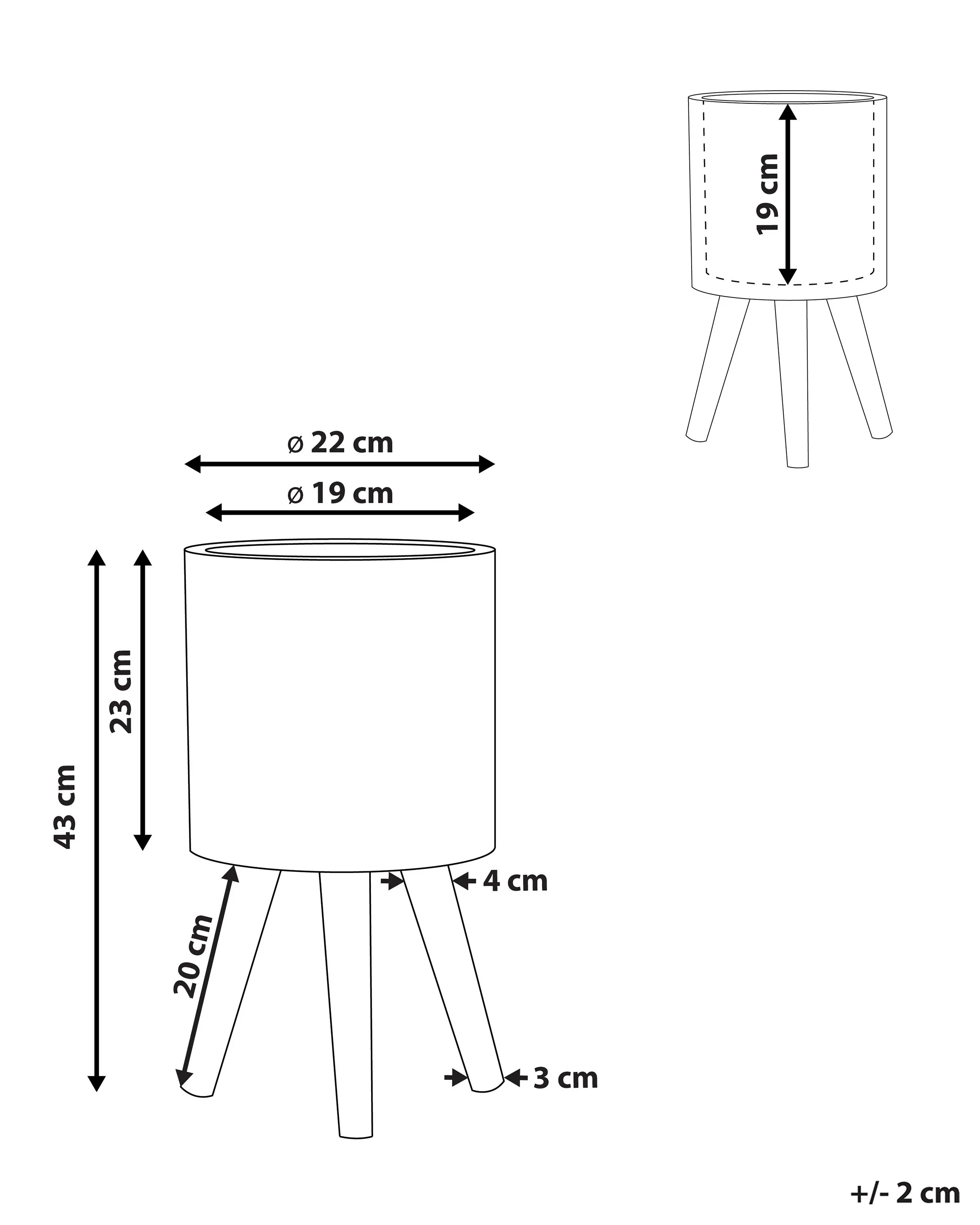 Verhoogde bloempot KOTTES 22 cm Lichtbruin