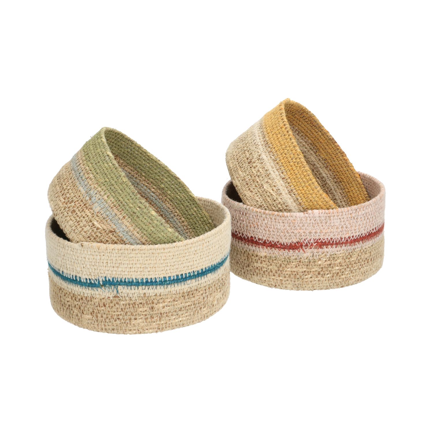 Mandje naturel, zeegras, groen, Ø15 cm