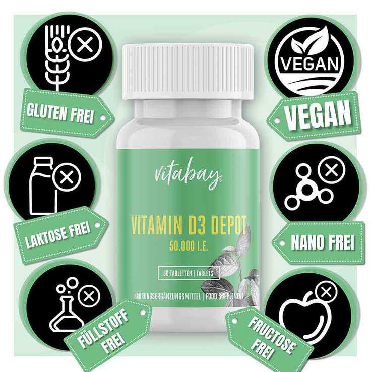 Vitamin D3 Depot 50.000 I.E. Cholecalciferol Tabletten , 60 St
