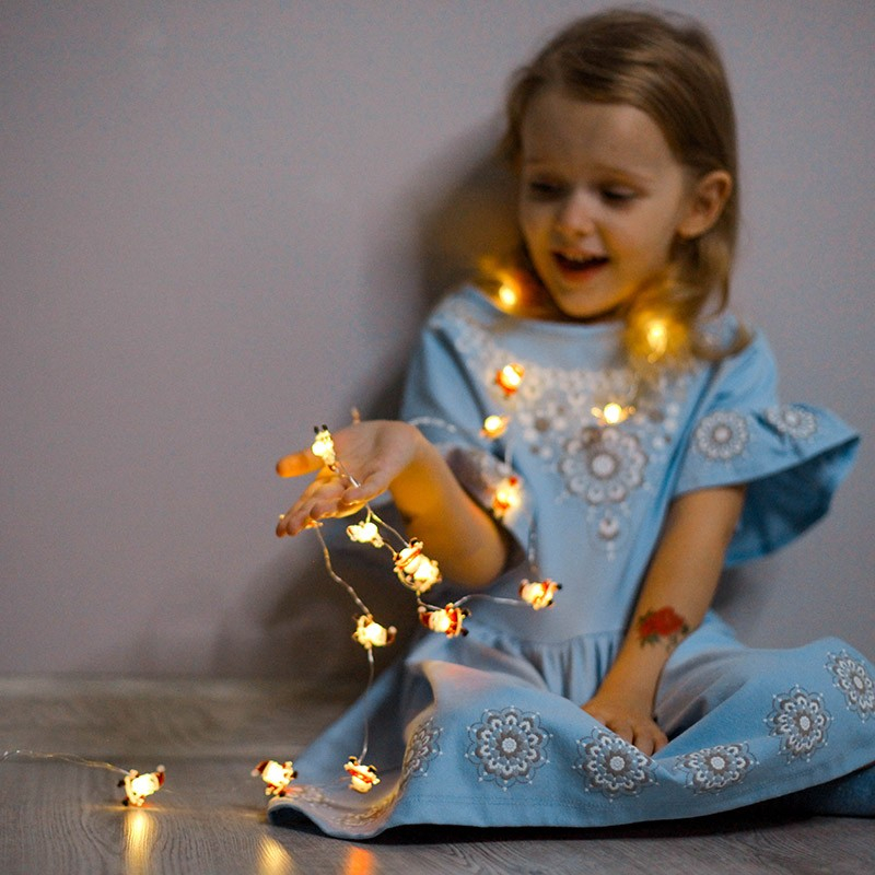 (2m) 20 LED's Weihnachts Deko Lichterkette Weihnachtsmann Beleuchtung (Batteriebetrieben) - Warmweiss