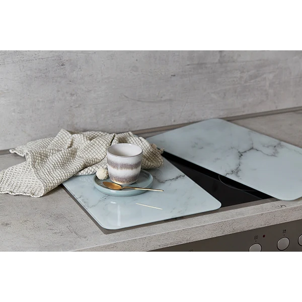 Set 2 couvre-plaques protection motif marbre Wenko by Maximex