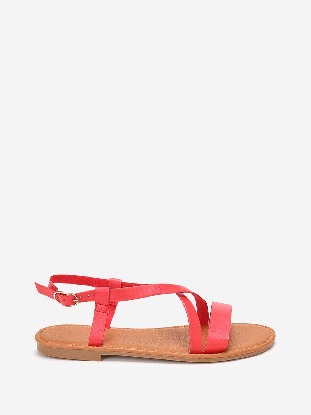 Sandales plates avec fines brides- Rouge