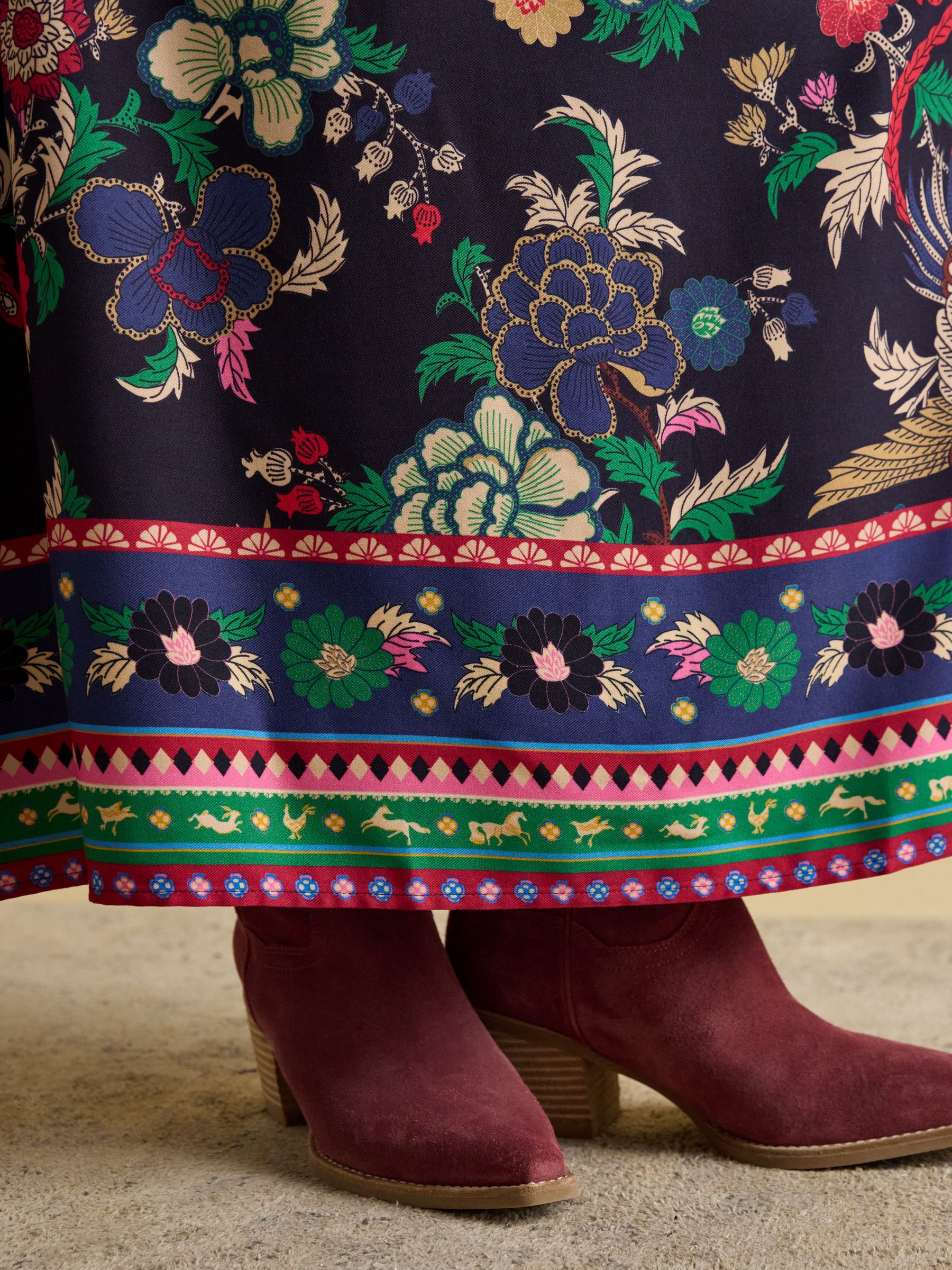 Joules Cressida Placement Floral Long Sleeve Maxi Dress
