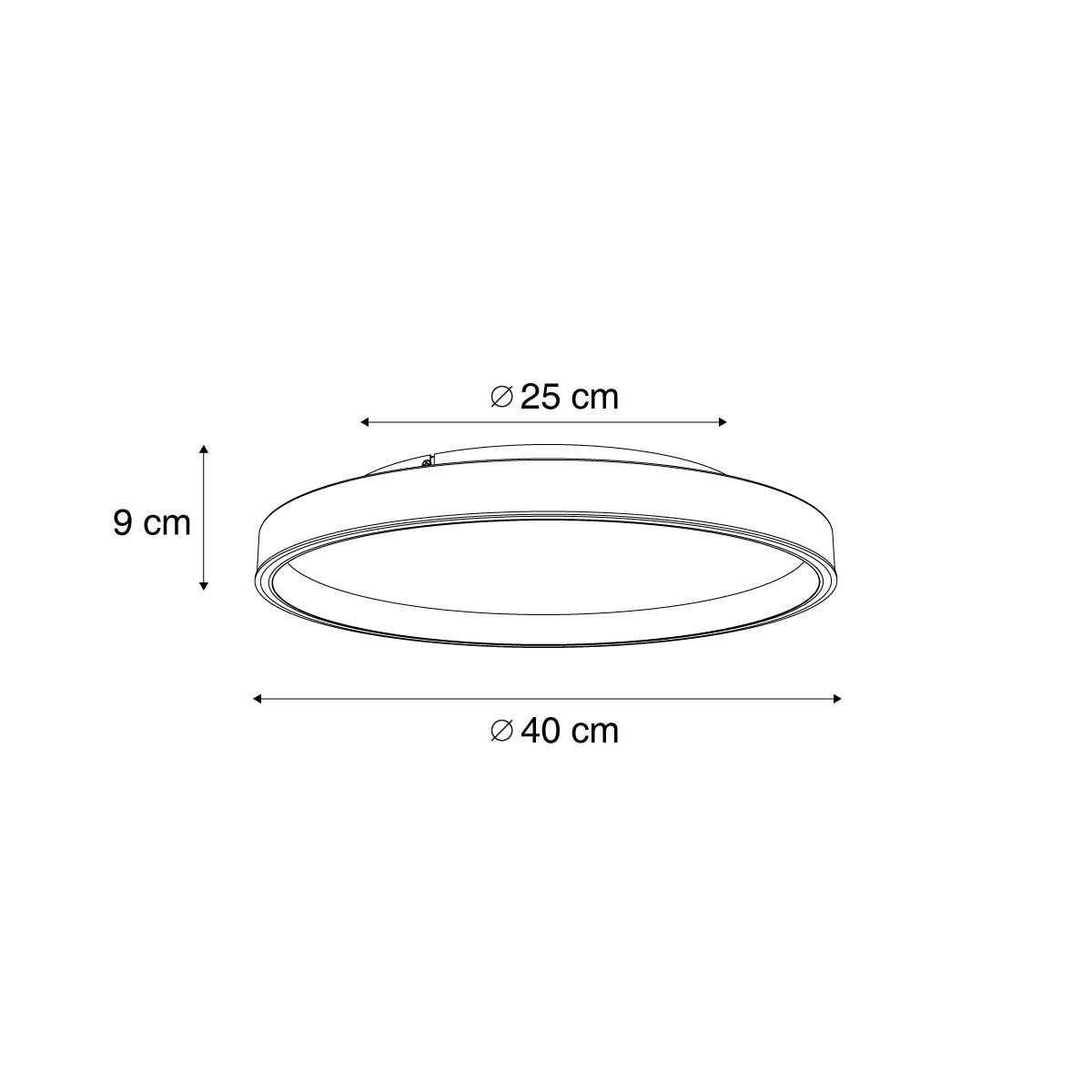 Design plafondlamp zwart met goud 40cm incl. LED 3-way switch - Ingo