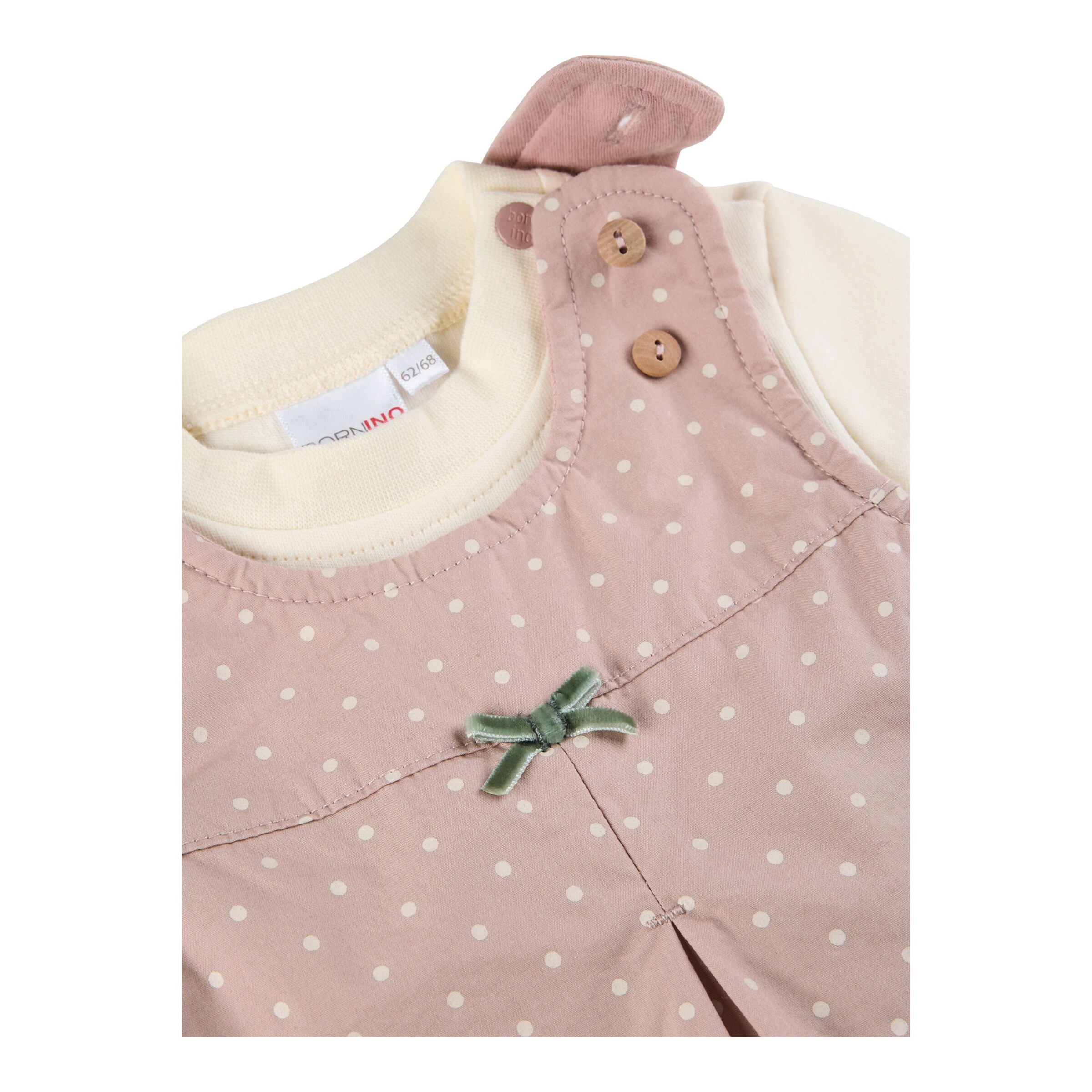 Bornino - Tiny Friends 2-tlg. Set Webkleid mit Shirt langarm Punkte altrosa/natur