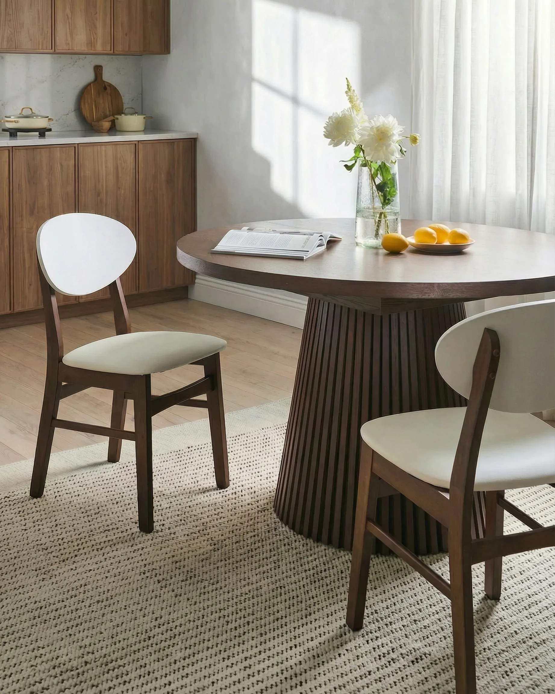 Set van 2 eetkamerstoelen AMERY Hout Gebroken wit/bruin