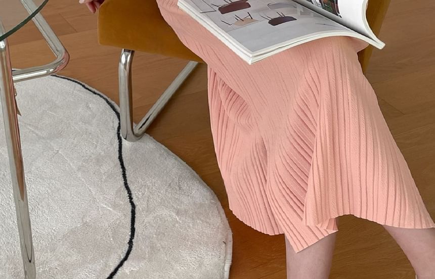 Chubby Girl - Plus Size Korte Mouw Geplooide Losse Midi-jurk