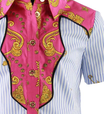 Versace Bluse - Hellblau/Pink