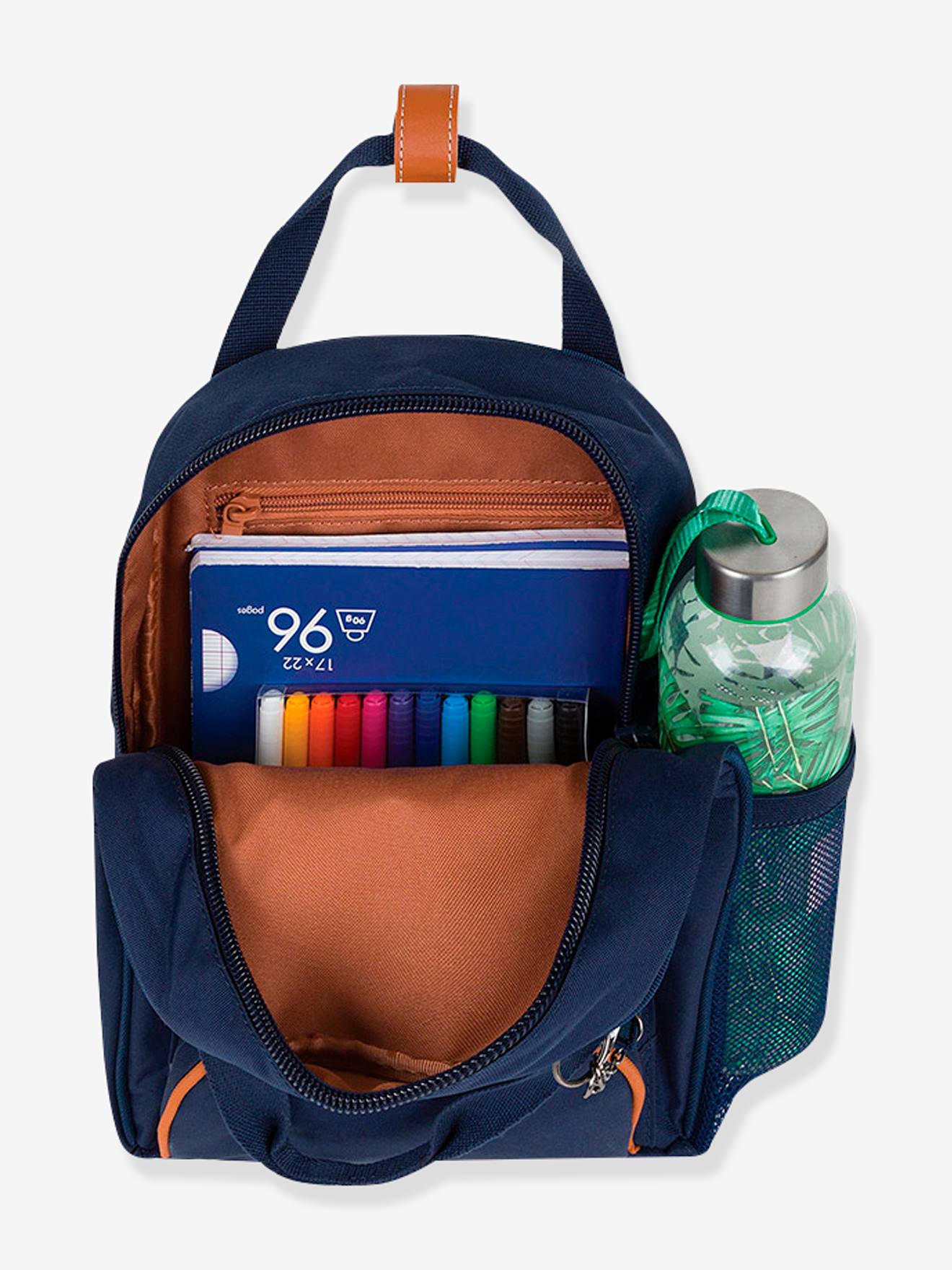 Mochila Alexa da Tann para meninas, azul médio com estampa.