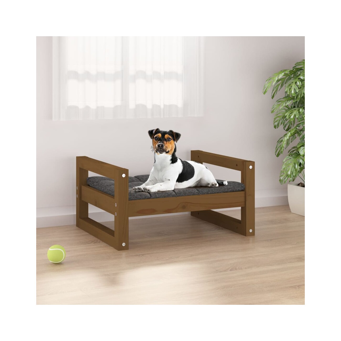 VidaXL Hundebett S (55,5x45,5x28 cm) aus Kiefernholz braun